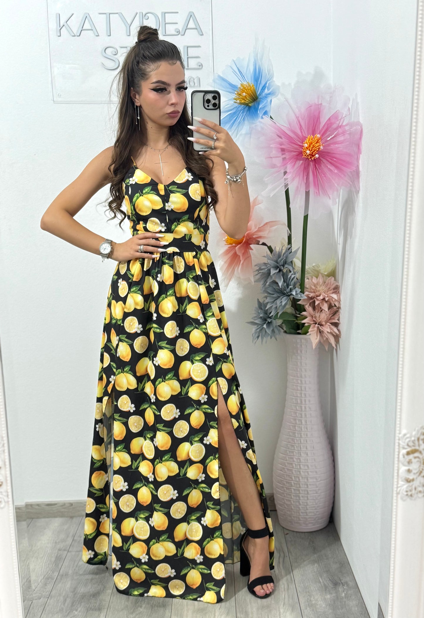 Rochie lungă cu imprimeu Corina