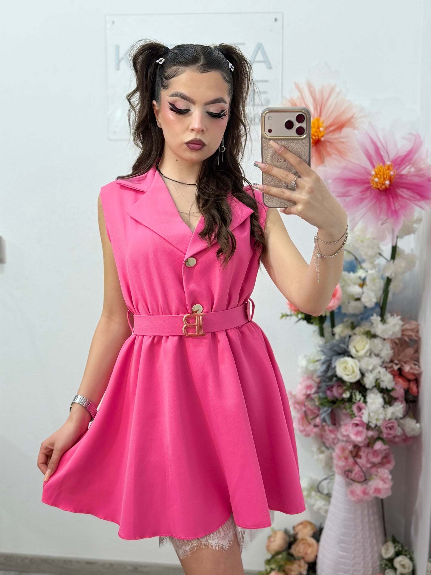 Salopetă elegantă cu dantela fucsia BABY