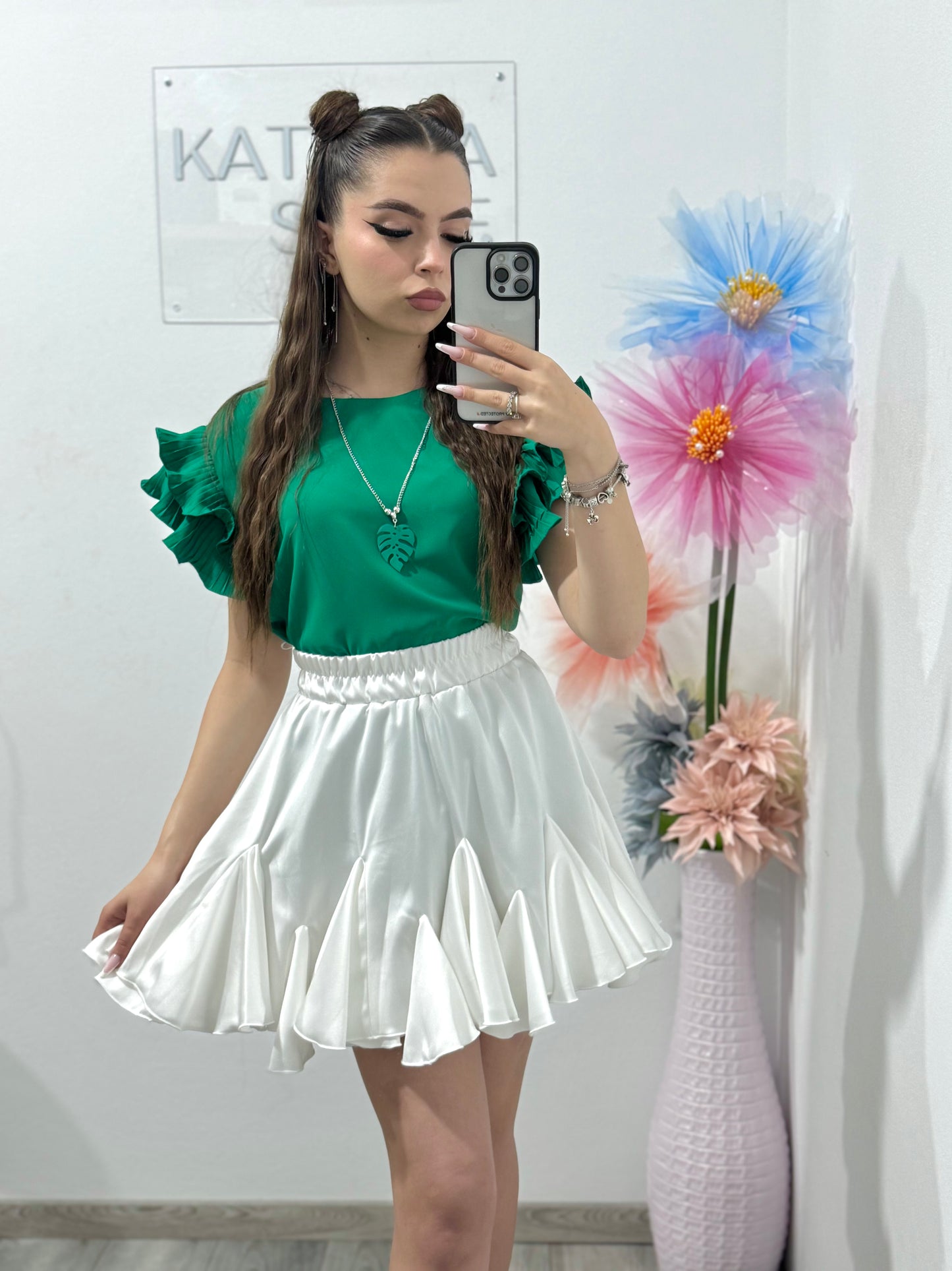 Cămașă elegantă verde intens Anabela