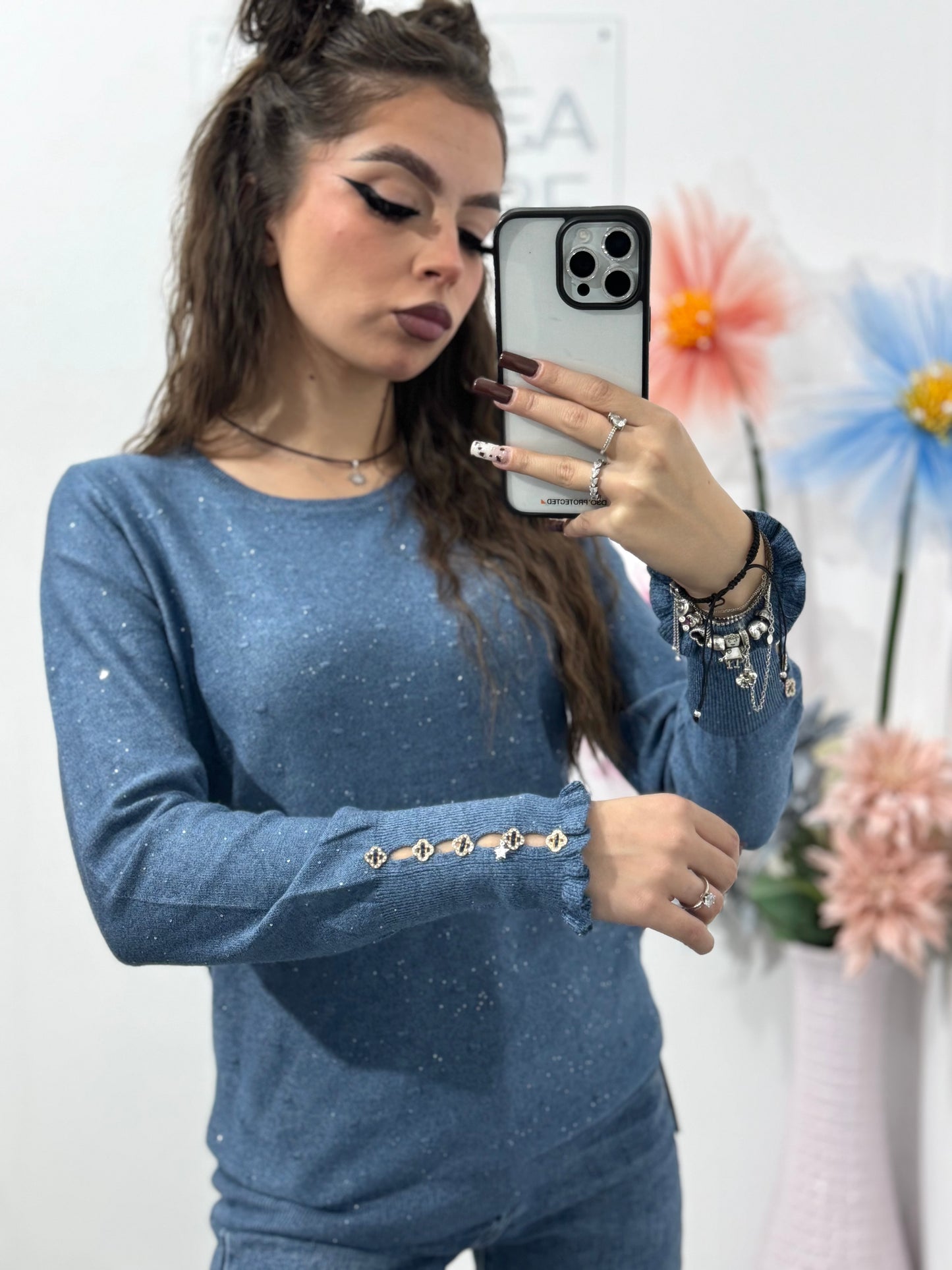 Bluză din tricot cu năsturei SORINA