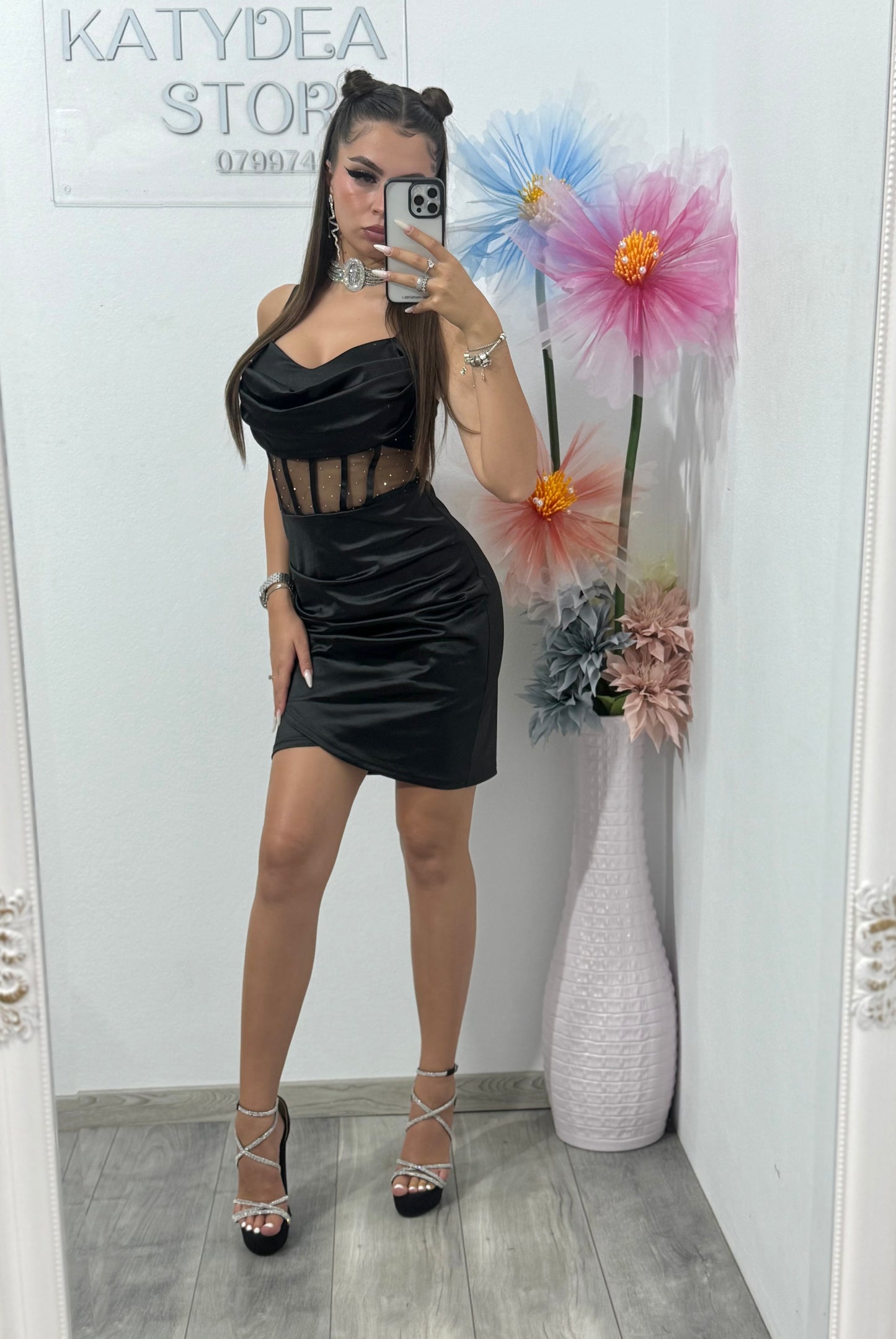 Rochie scurtă cu corset neagră Annemary