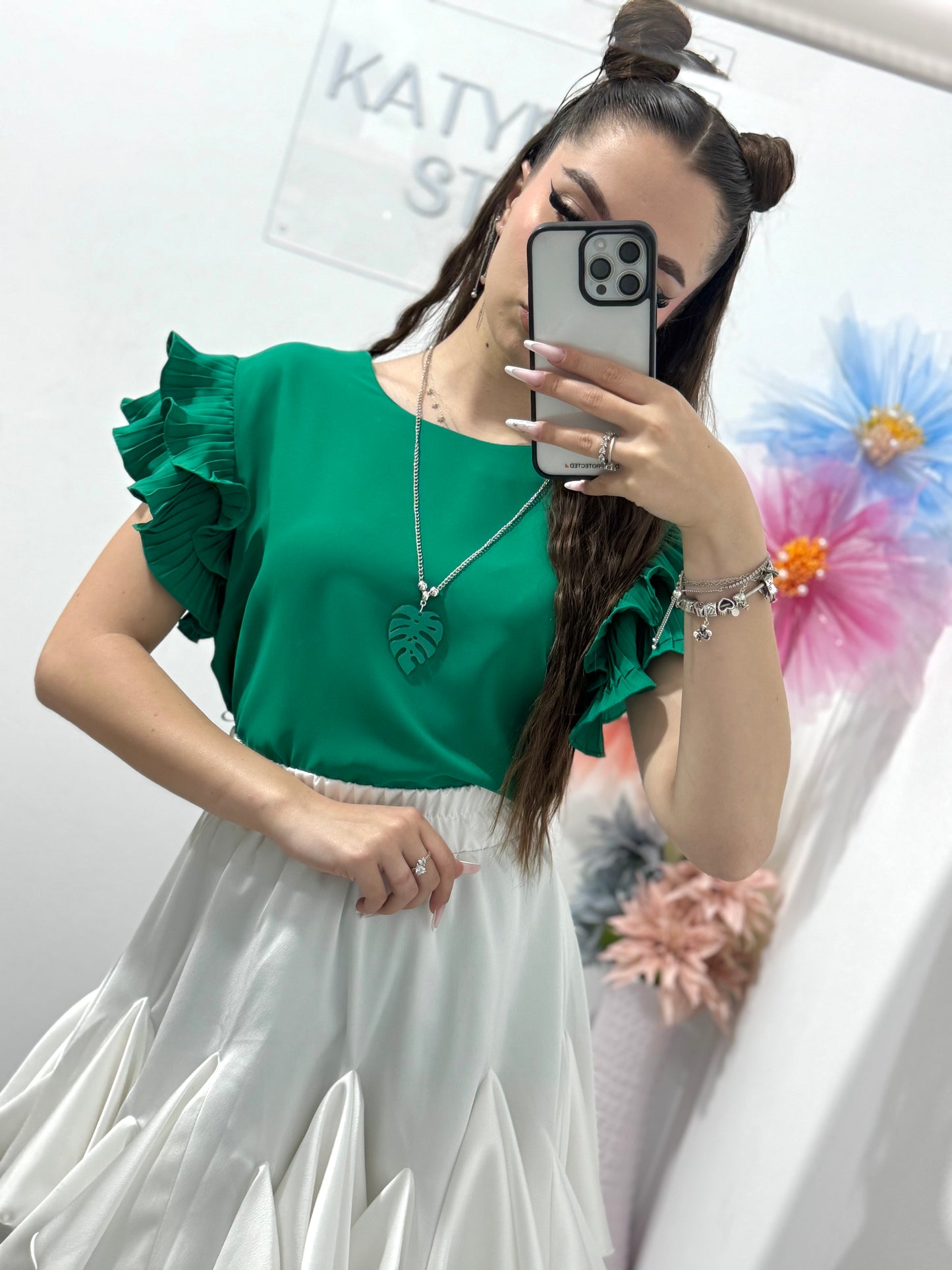 Cămașă elegantă verde intens Anabela