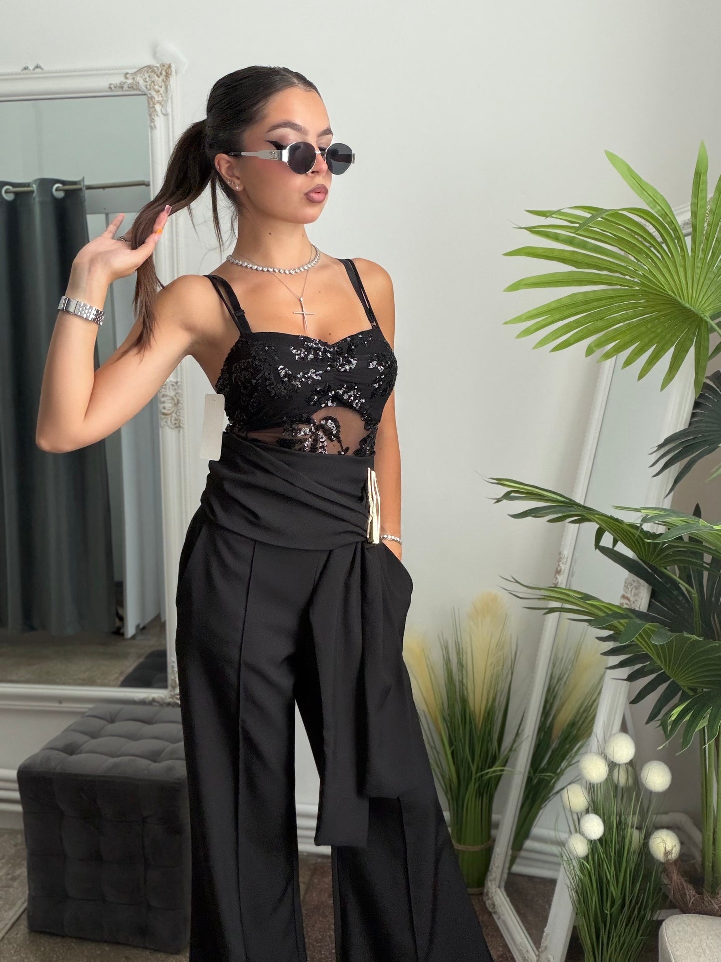 Pantaloni palazzo black LARA