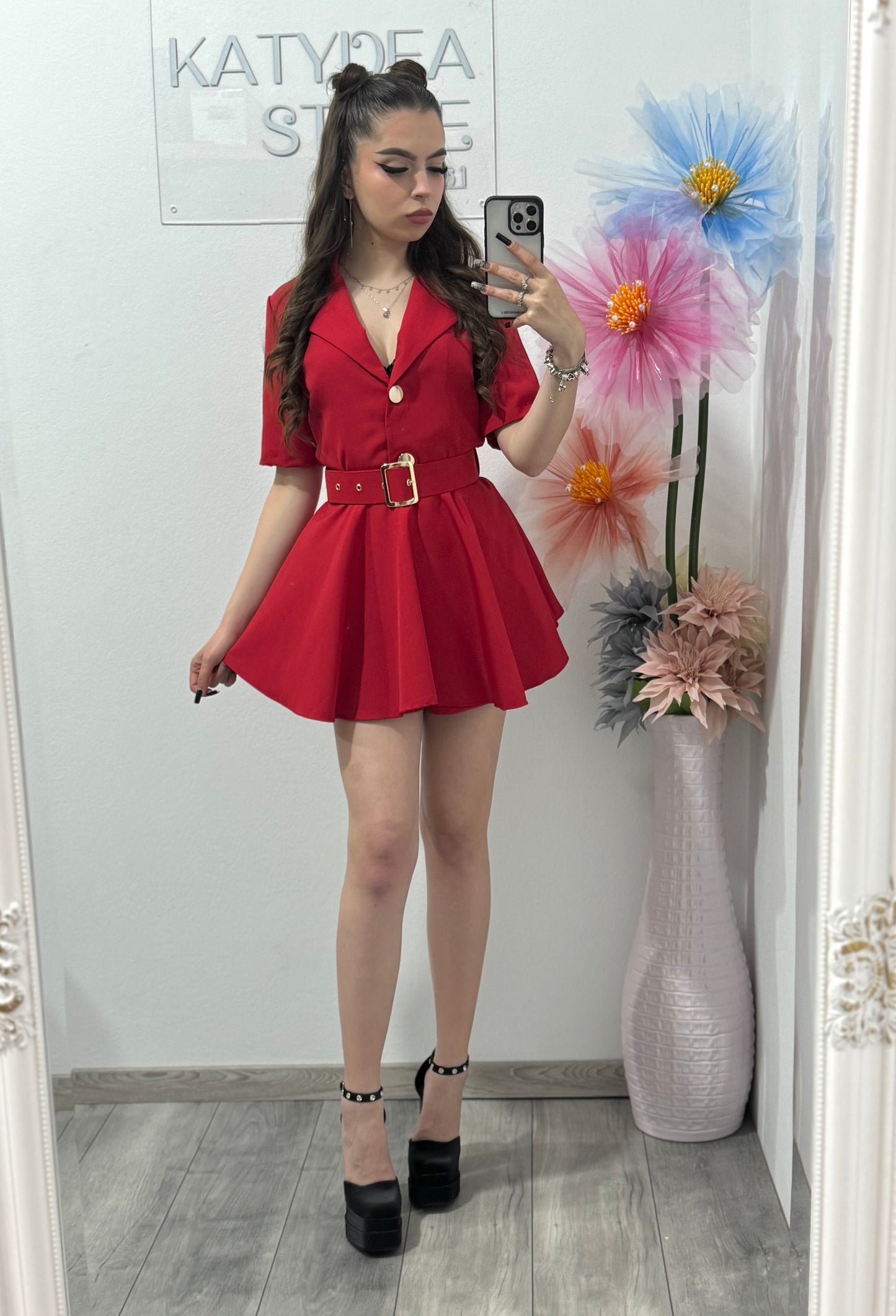 Salopetă elegantă roșie Francesca