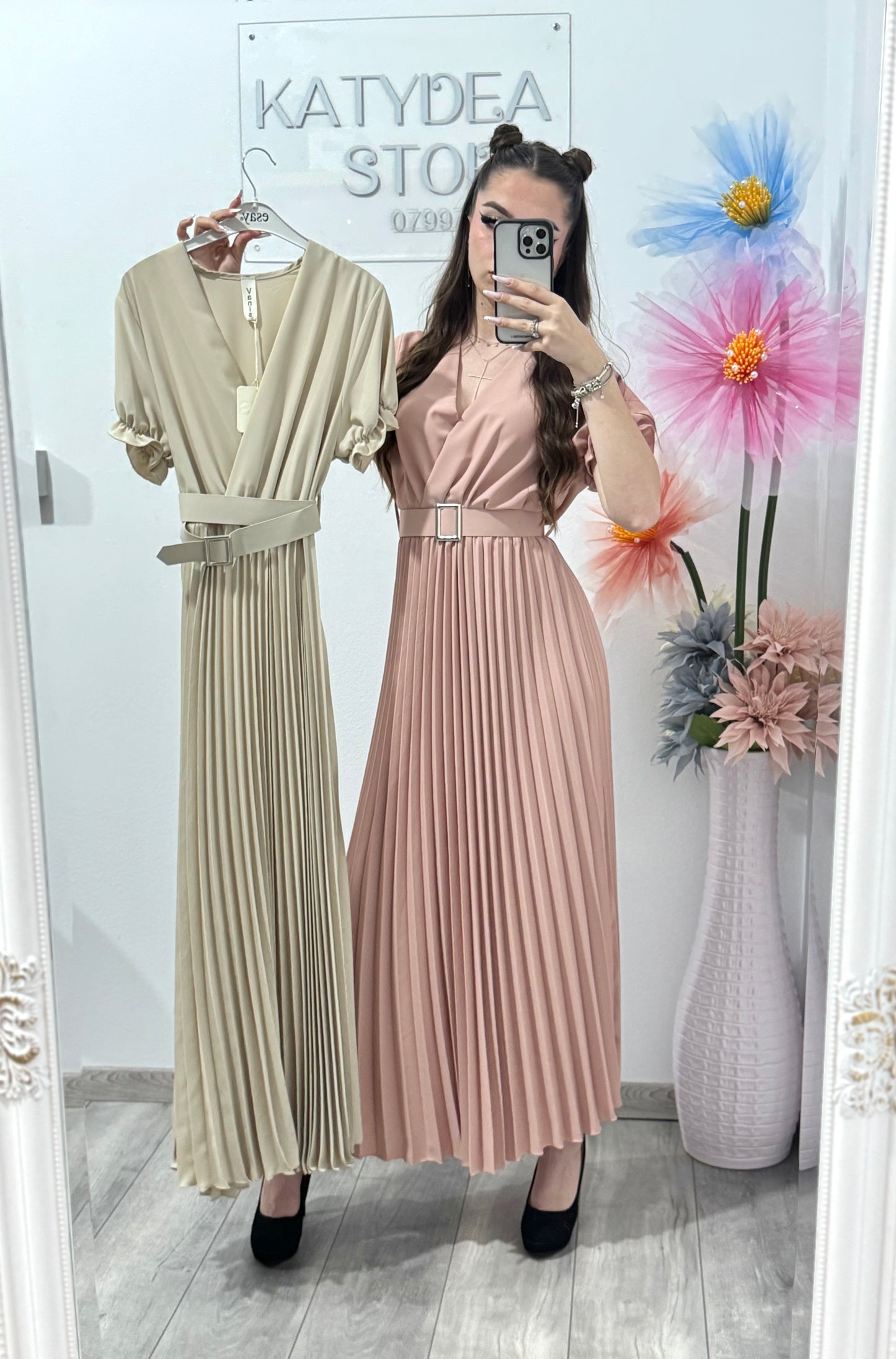 Rochie cu pliseuri midi Grațiela