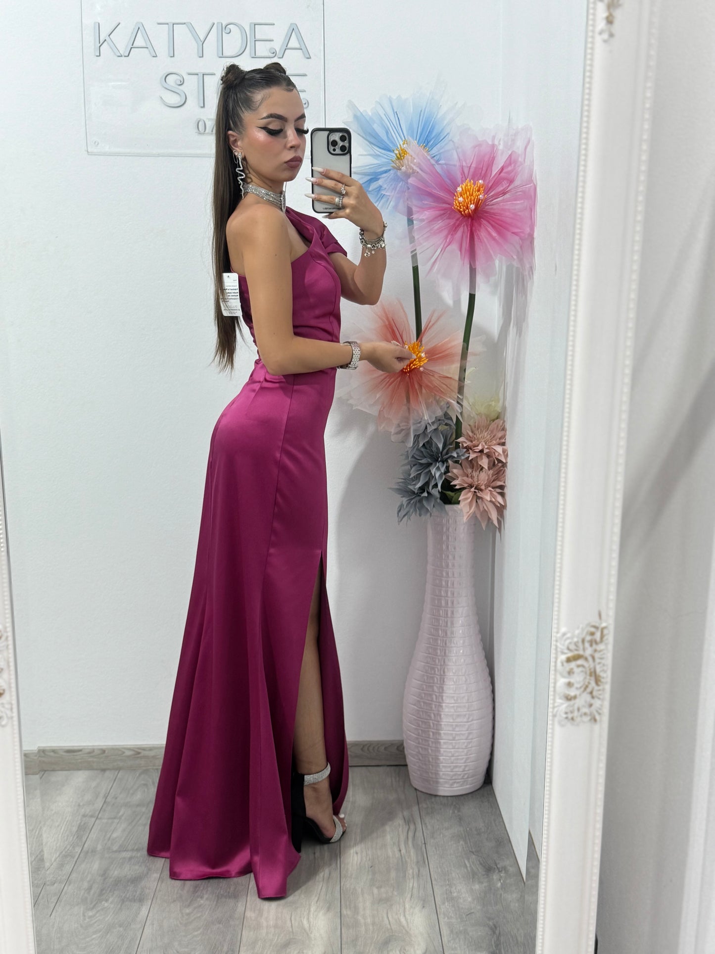 Rochie din tafta Elsa fucsia