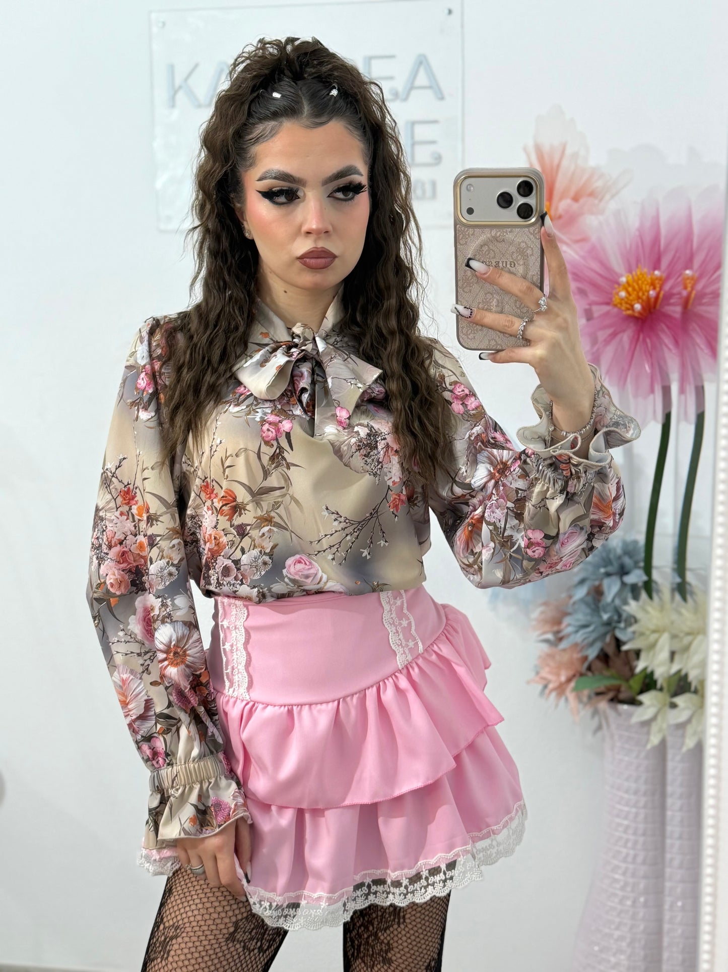 Cămașă elegantă cu imprimeu floral ROSA