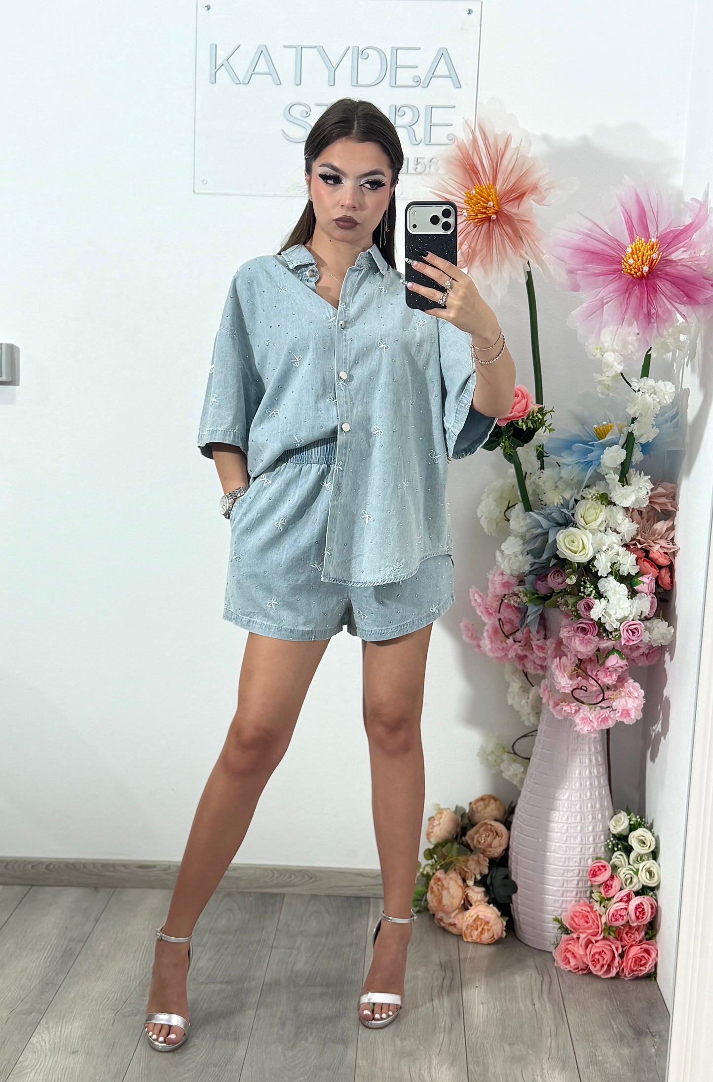 Compleu din denim albastru Claudia