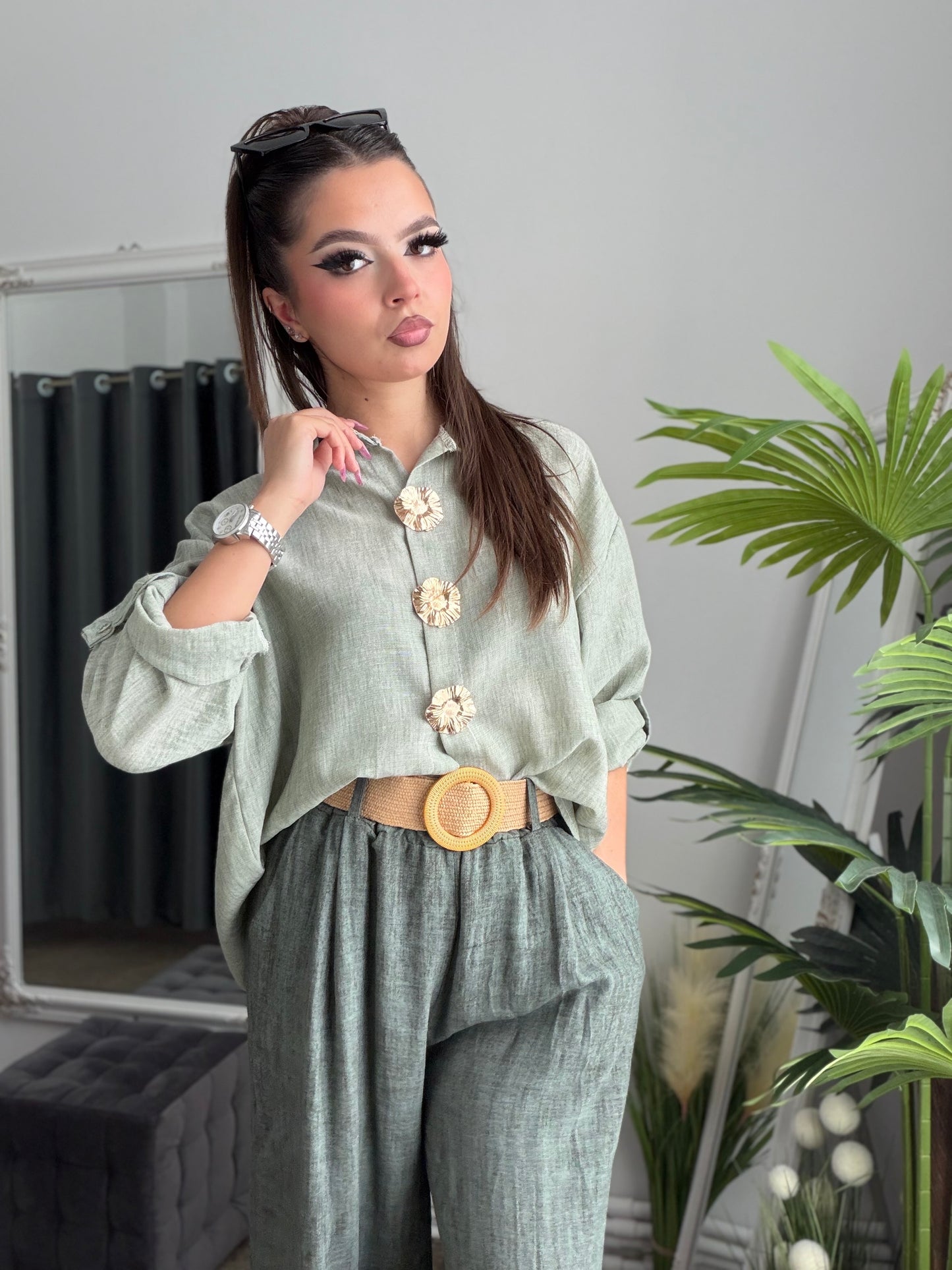 Cămașă din în cu nasturi decorativi ELSA