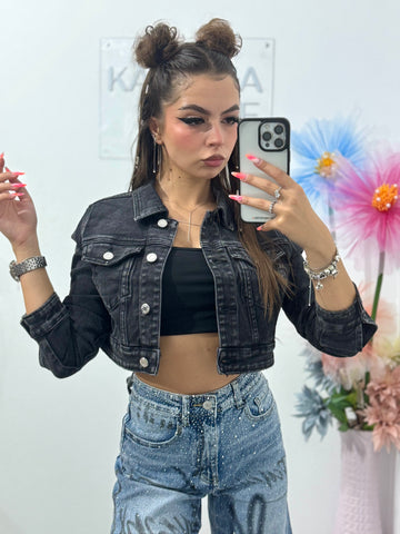 Geacă din denim grey Alis