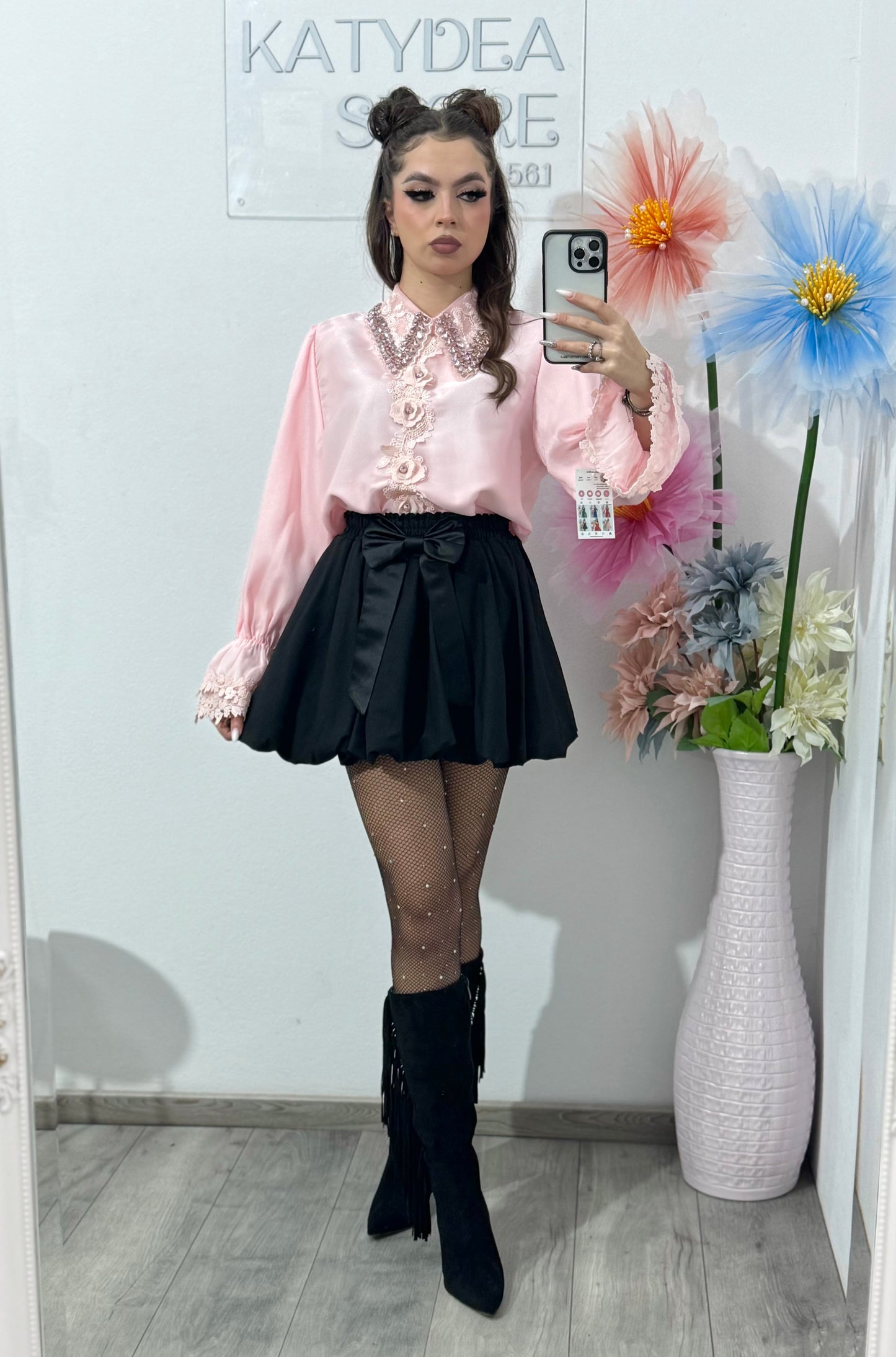 Cămașă deosebită cu guler accesorizat MAYA