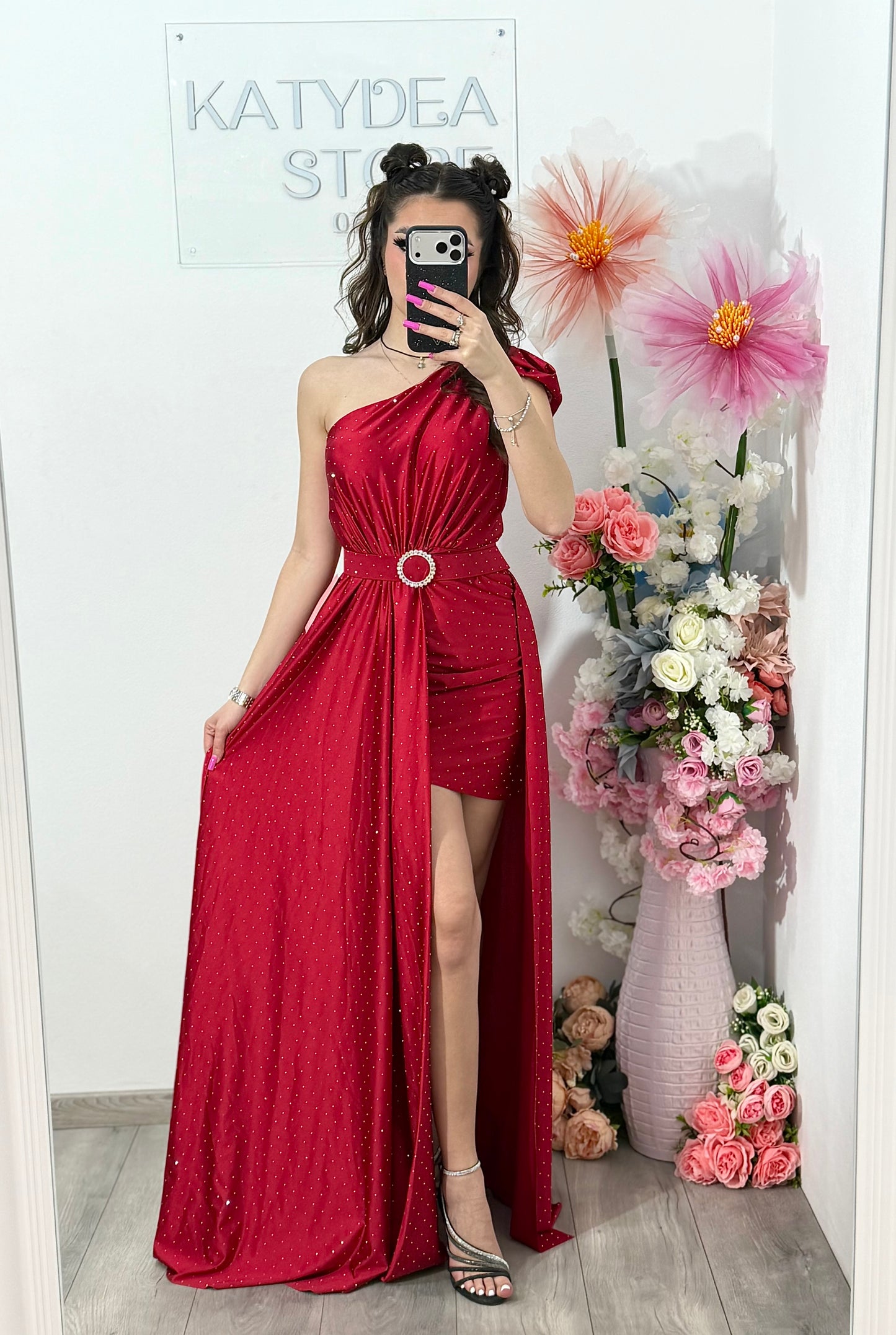 Rochie elegantă cu cristale rosie Cleopatra