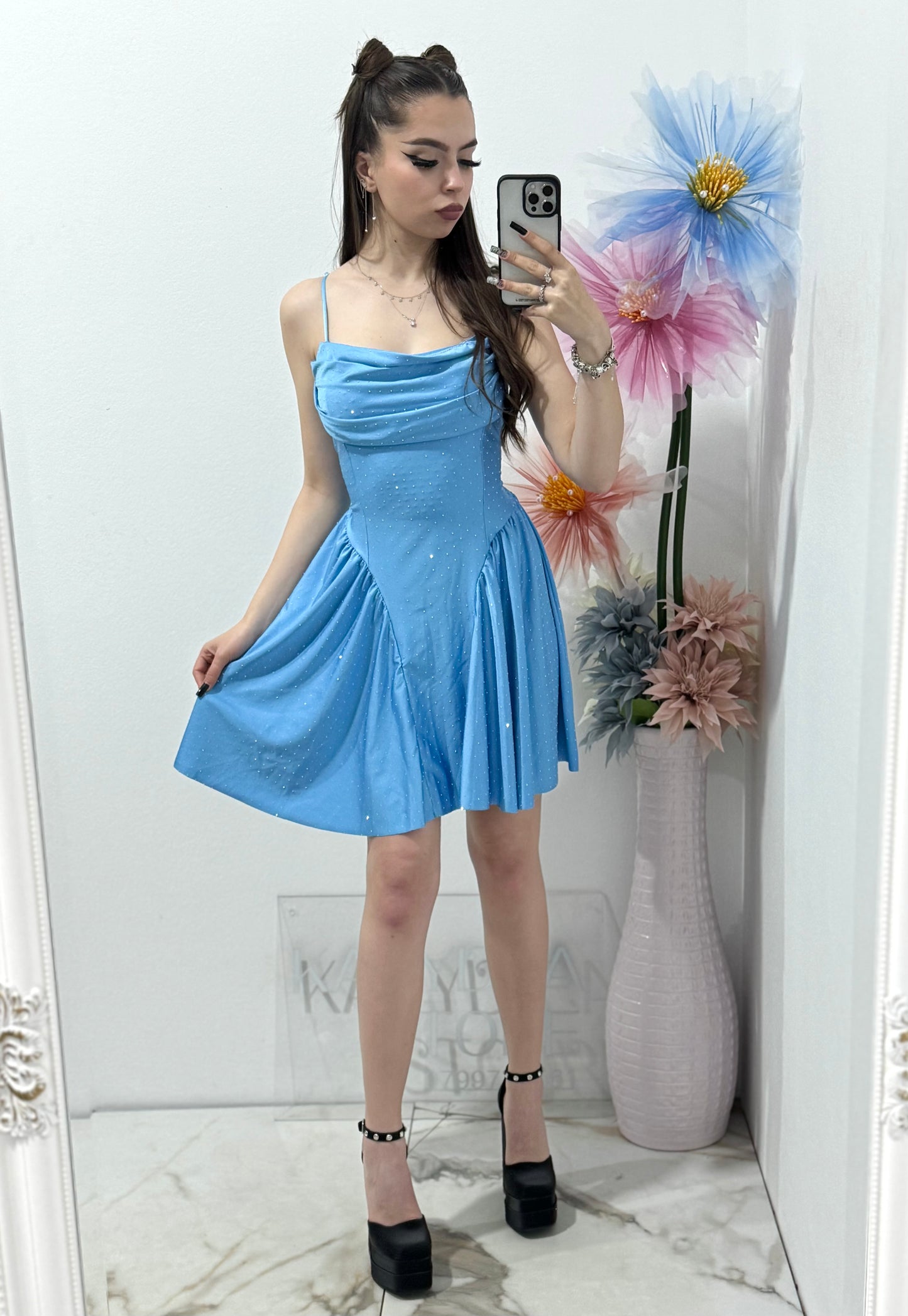 Rochie elegantă cu cristale babyblue Ginny