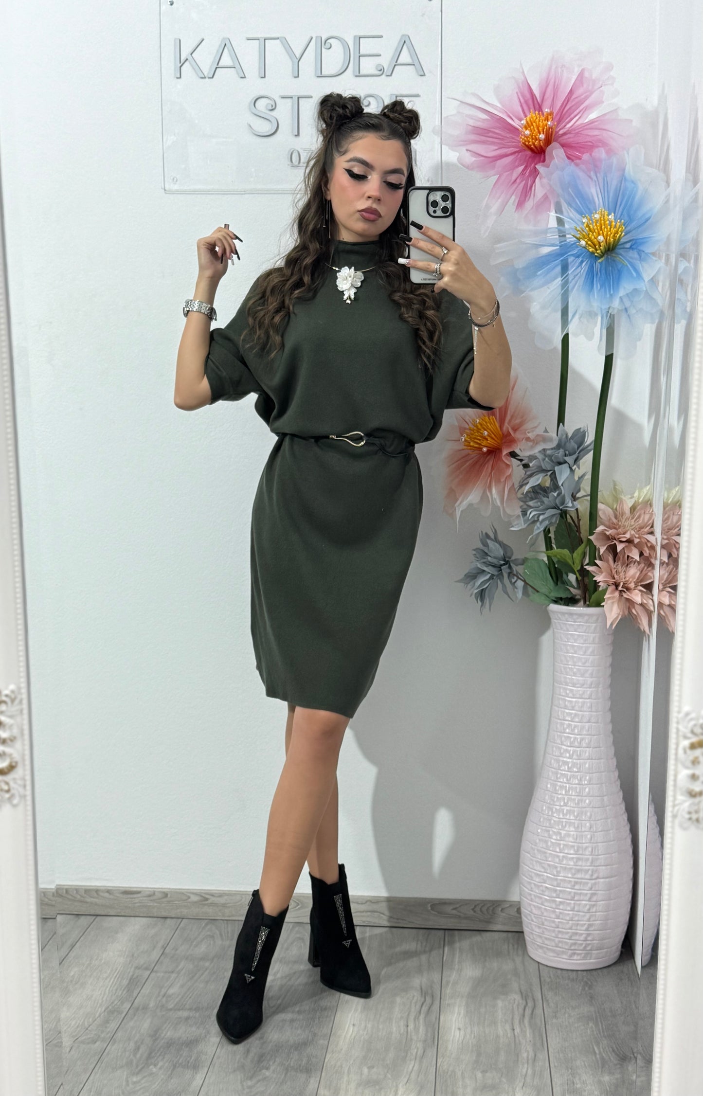 Rochie din tricot cu curea Bella