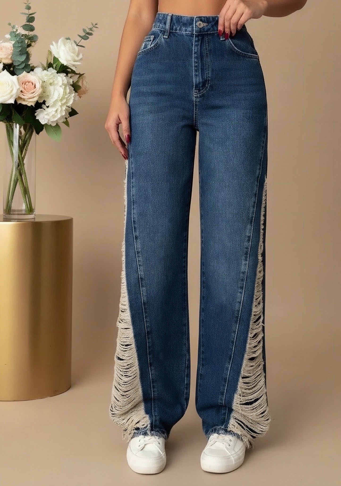 Jeans WideLeg cu rupturi ANDREEA