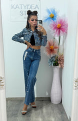 Blugi WideLeg full piatră Xonia