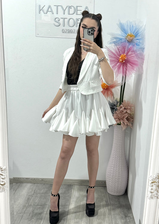 Sacou elegant cu cristale alb Karina