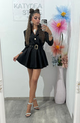 Salopetă neagră cu cristale negre Melania