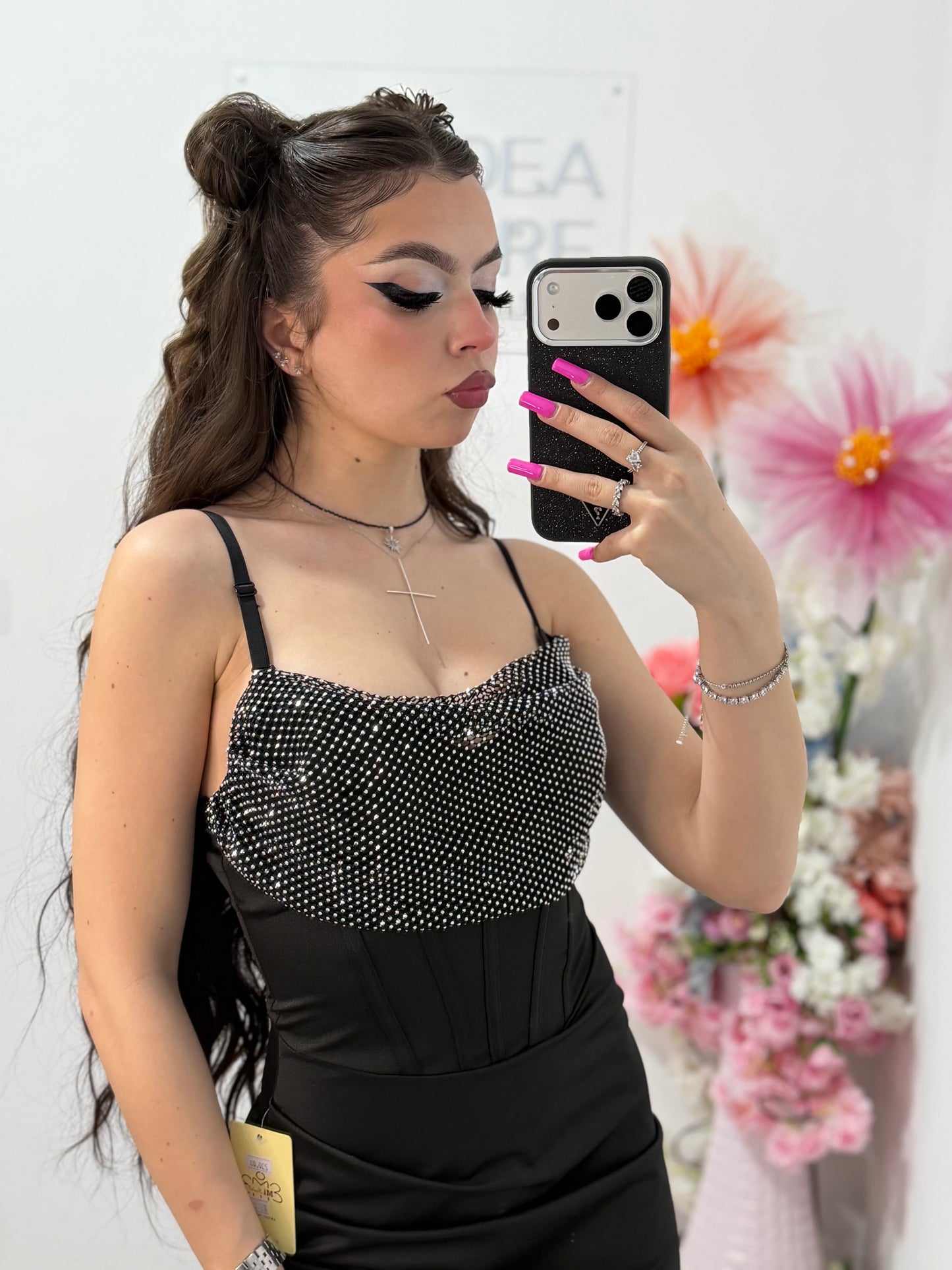 Rochie elegantă cu cristale neagră Katherine