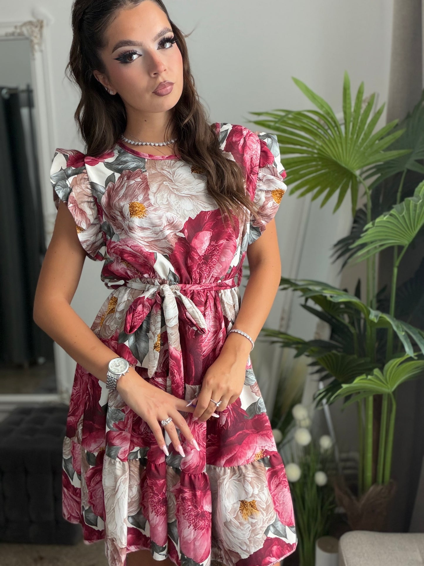 Rochie cu volanase grena ELSA