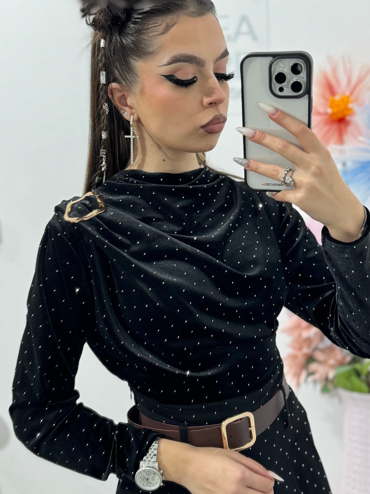 Bluza din catifea cu cristale SORINA