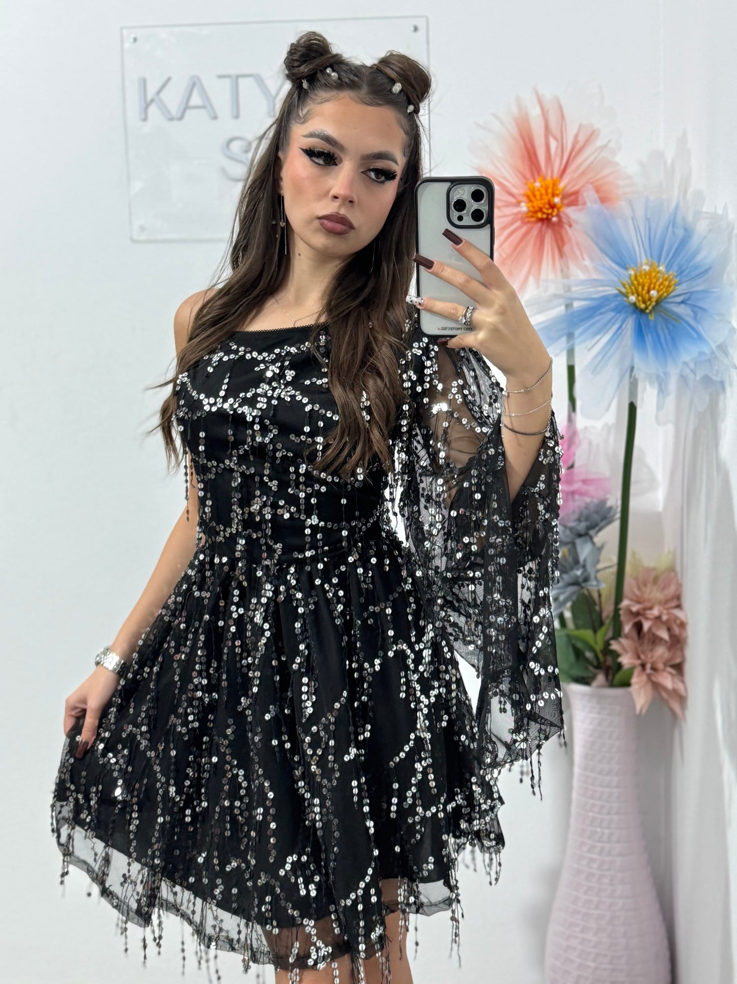 Rochie eleganta cu paiete argintii Michelle