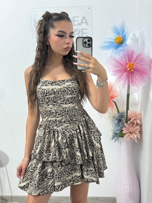 Rochie cu snakeprint și cristale Abby