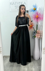 Rochie din satin neagră Anna