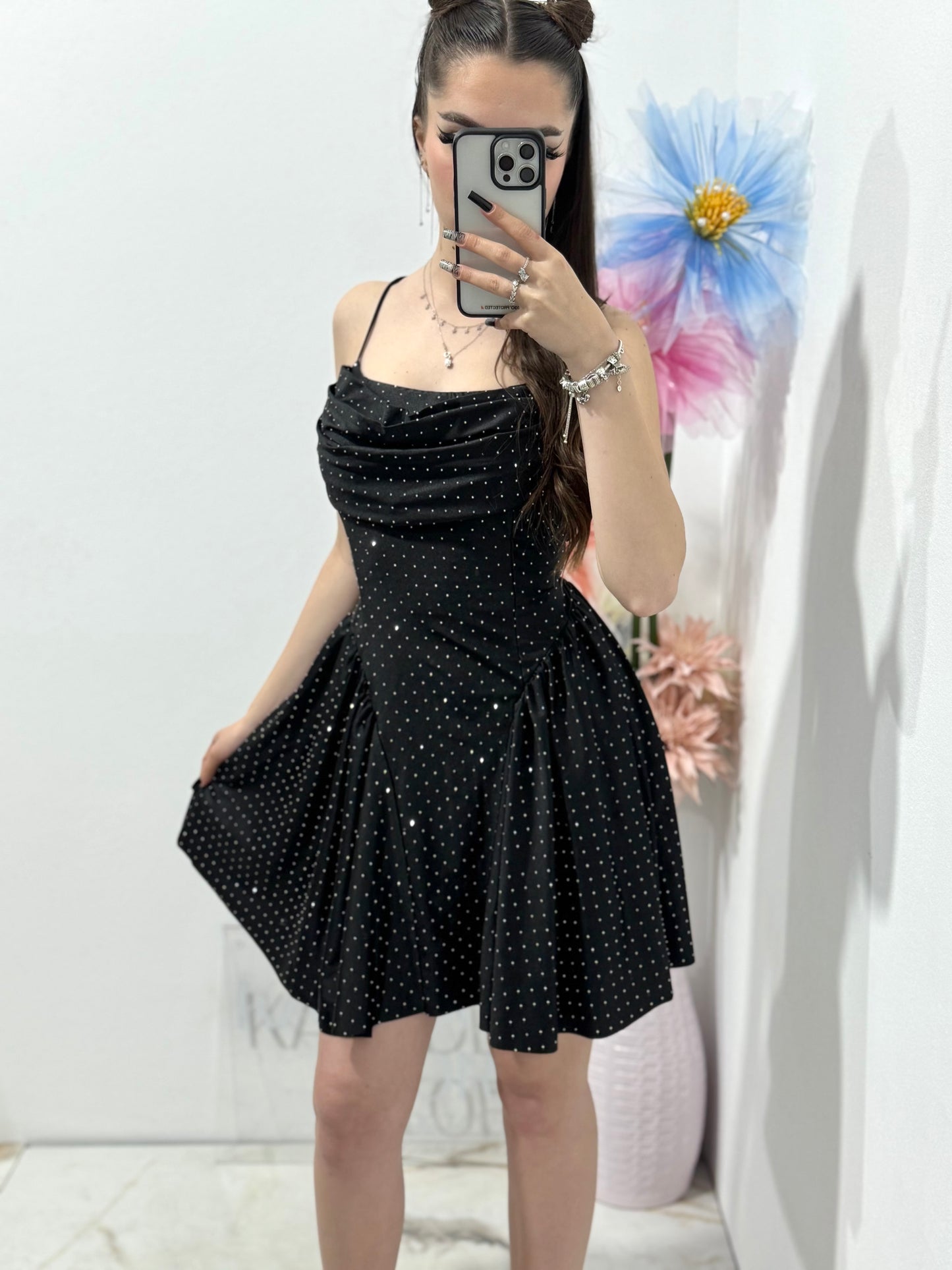 Rochie elegantă cu cristale neagră Ginny