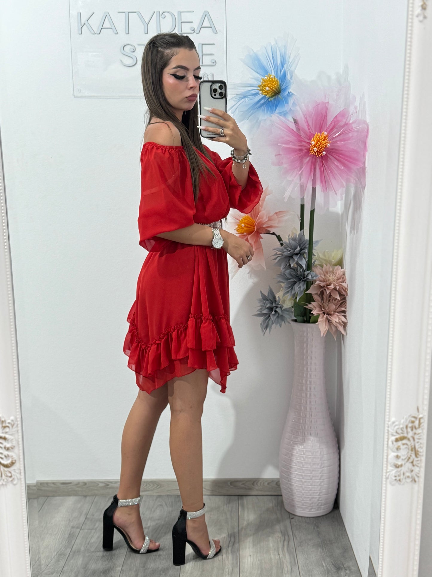 Rochie din voal roșie Carla