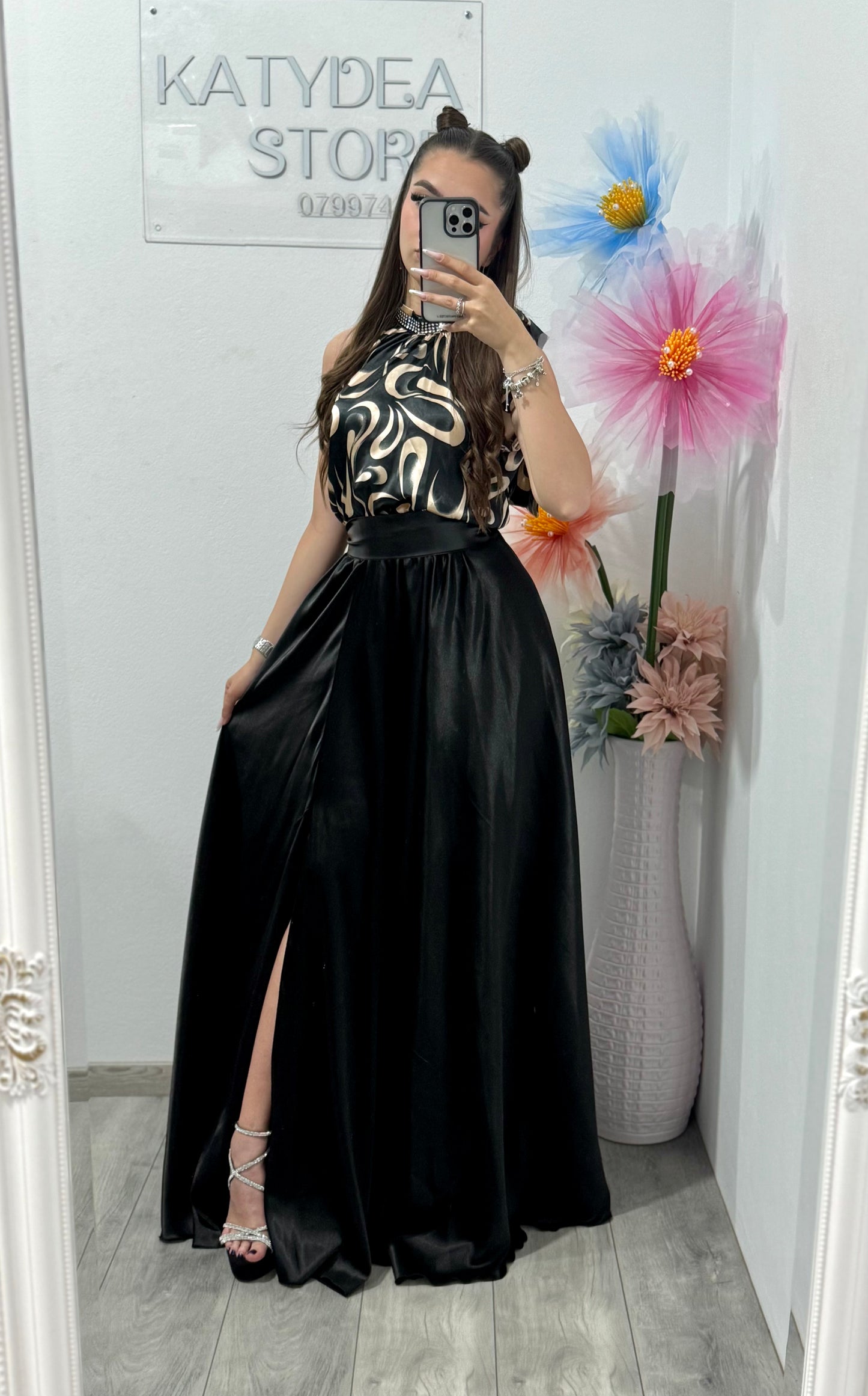 Rochie din satin beige Florence