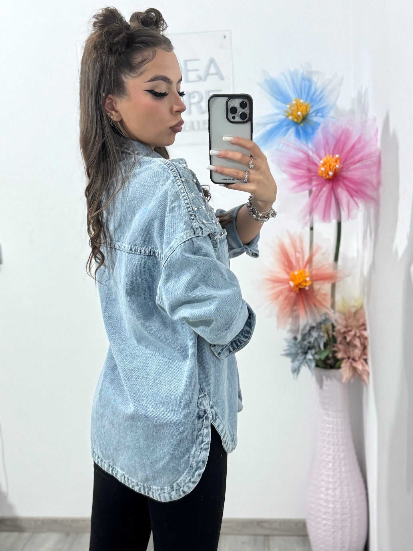 Geacă din denim cu cristale Dennise