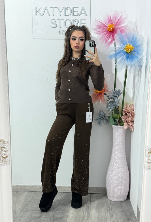 Compleu din tricot maro Annais