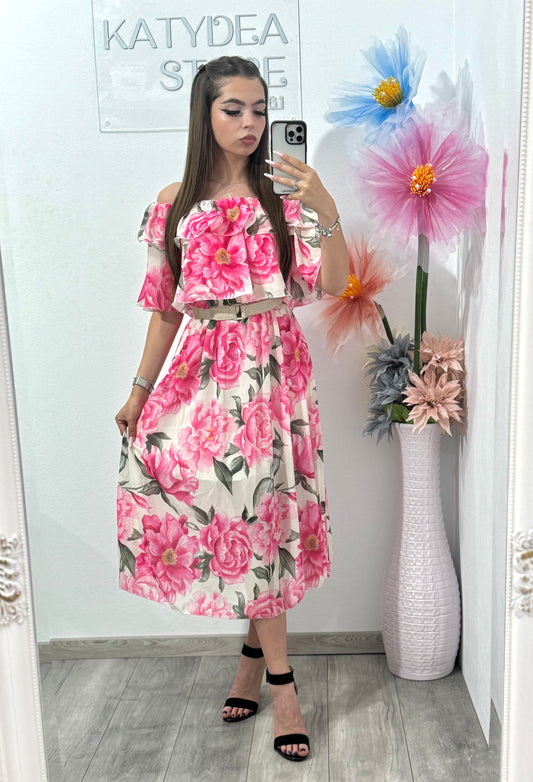 Rochie cu imprimeu floral roz