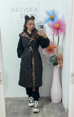 Vestă lungă neagră cu Animalprint Karla