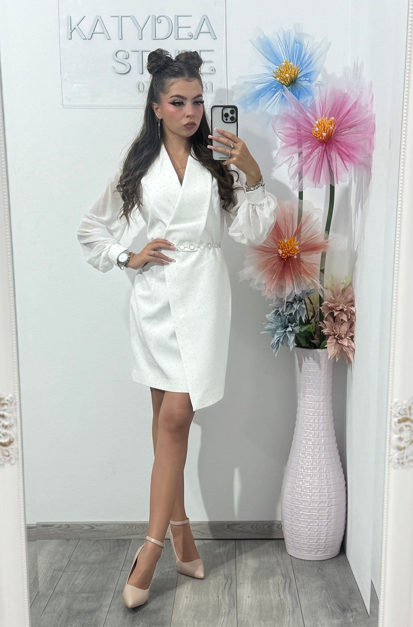 Rochie tip sacou alba Annais
