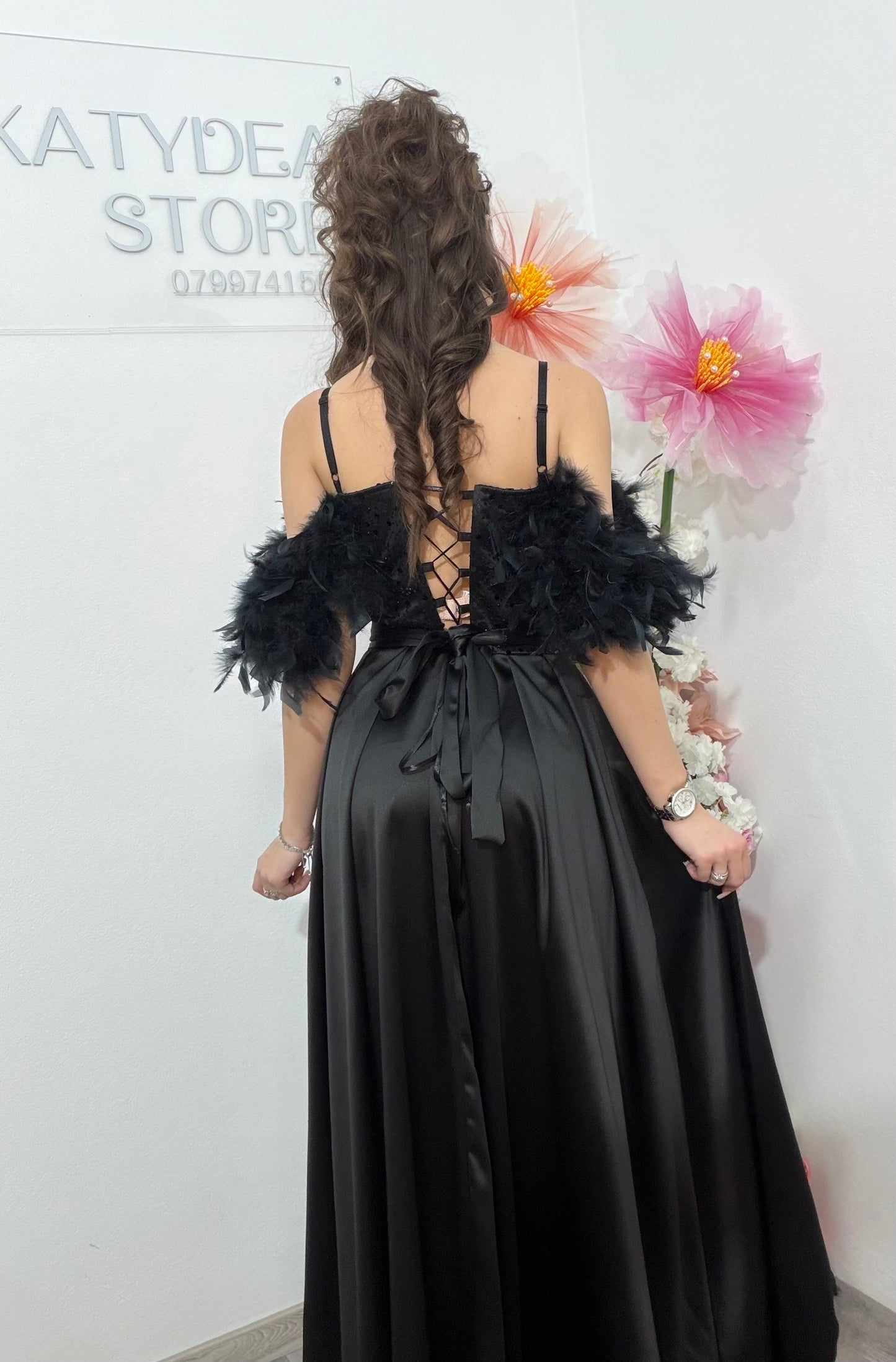 Rochie lunga neagra cu paiete Pinko