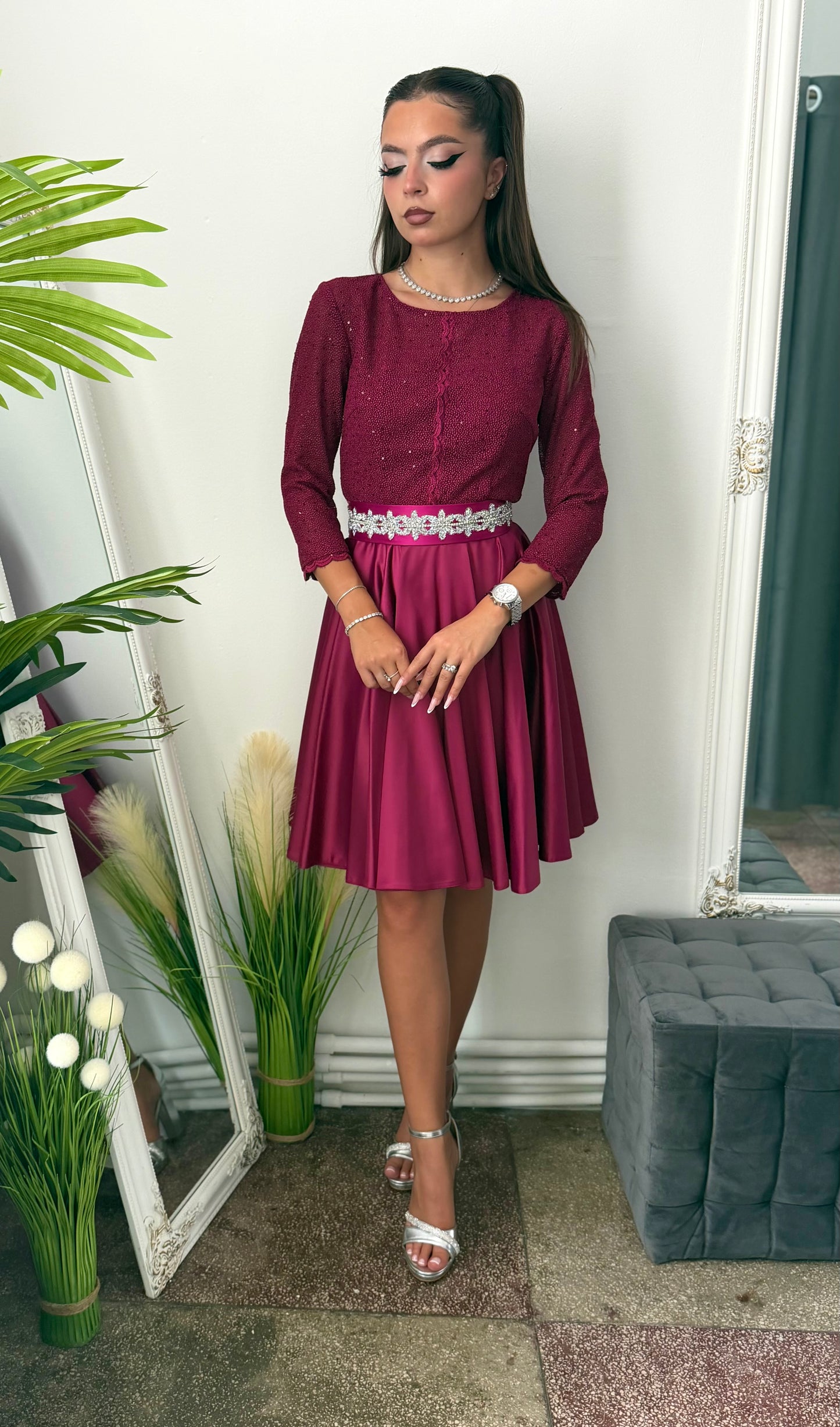 Rochie elegantă din tafta bordo ELIZA