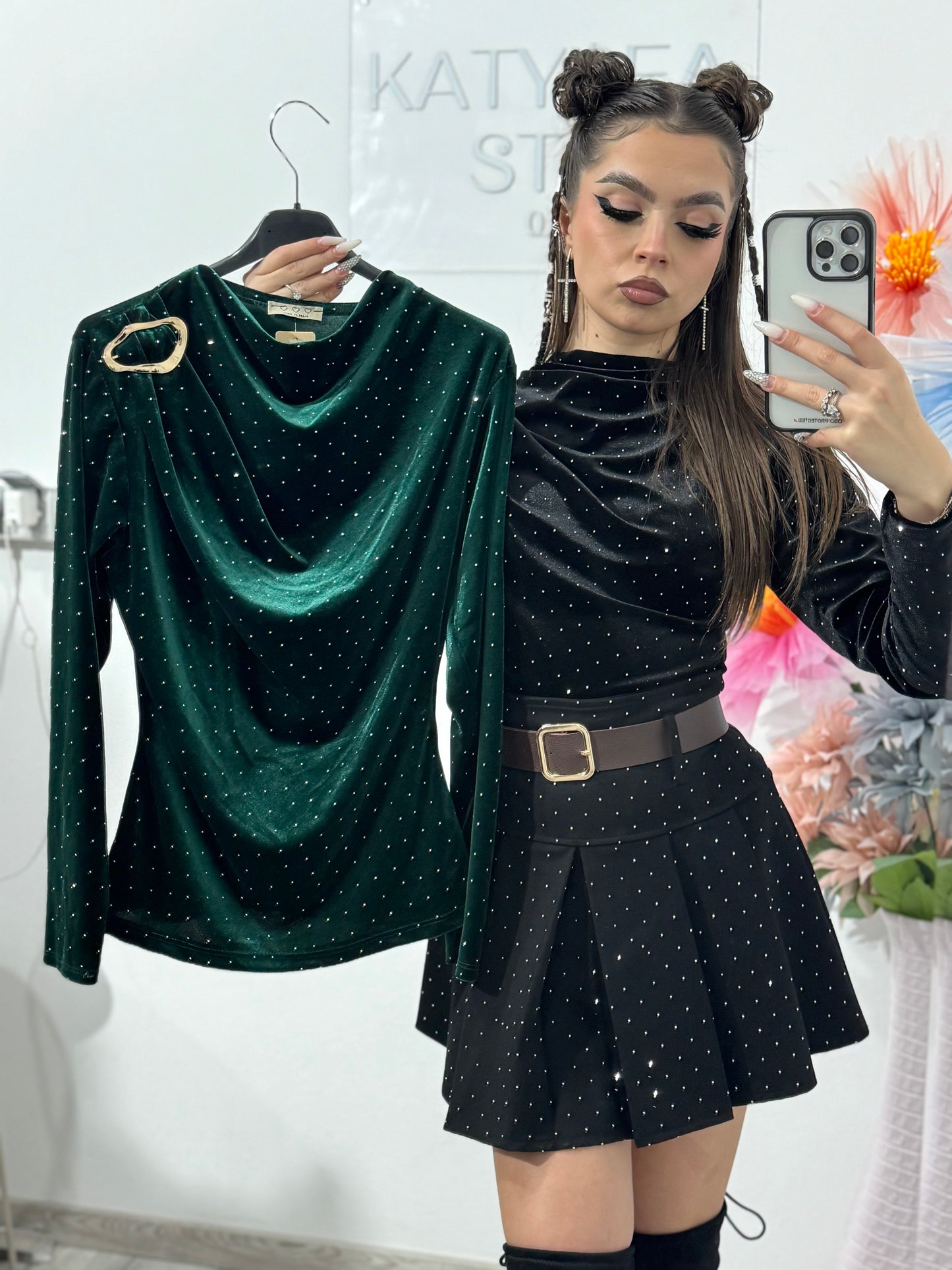 Bluza din catifea cu cristale SORINA