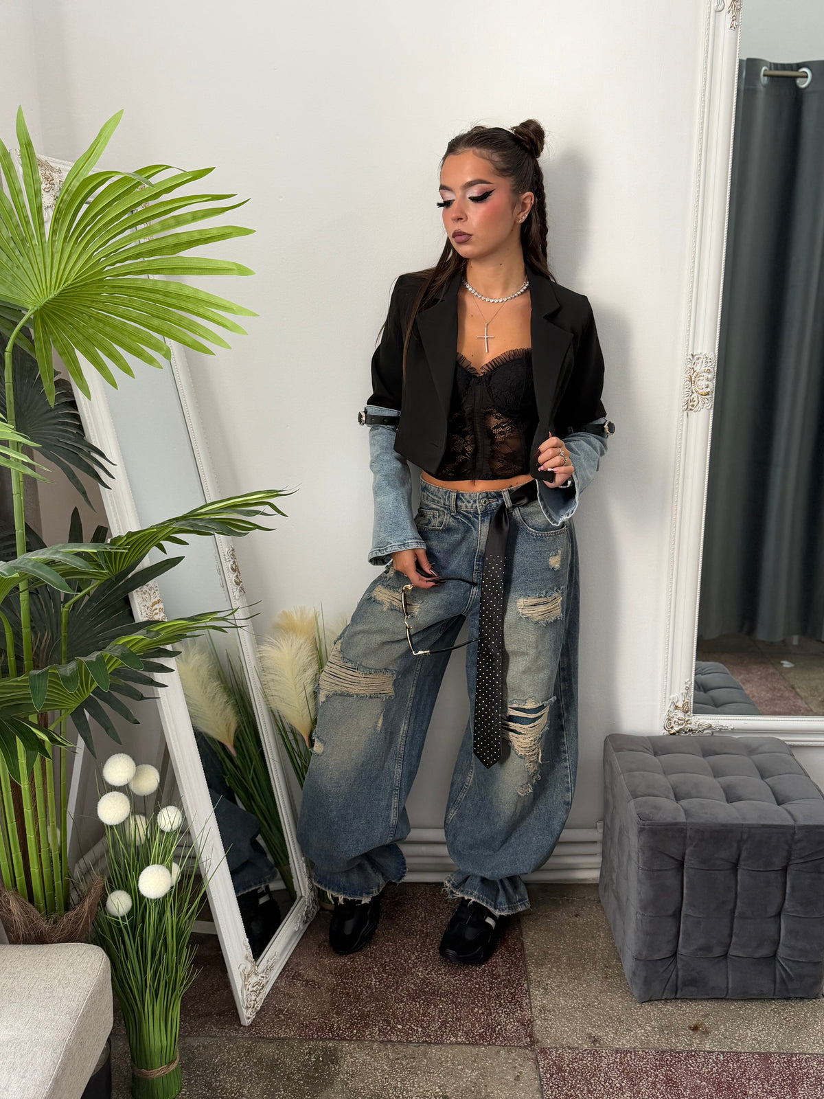 Jeans BAGGY FIT albaștri DELYA