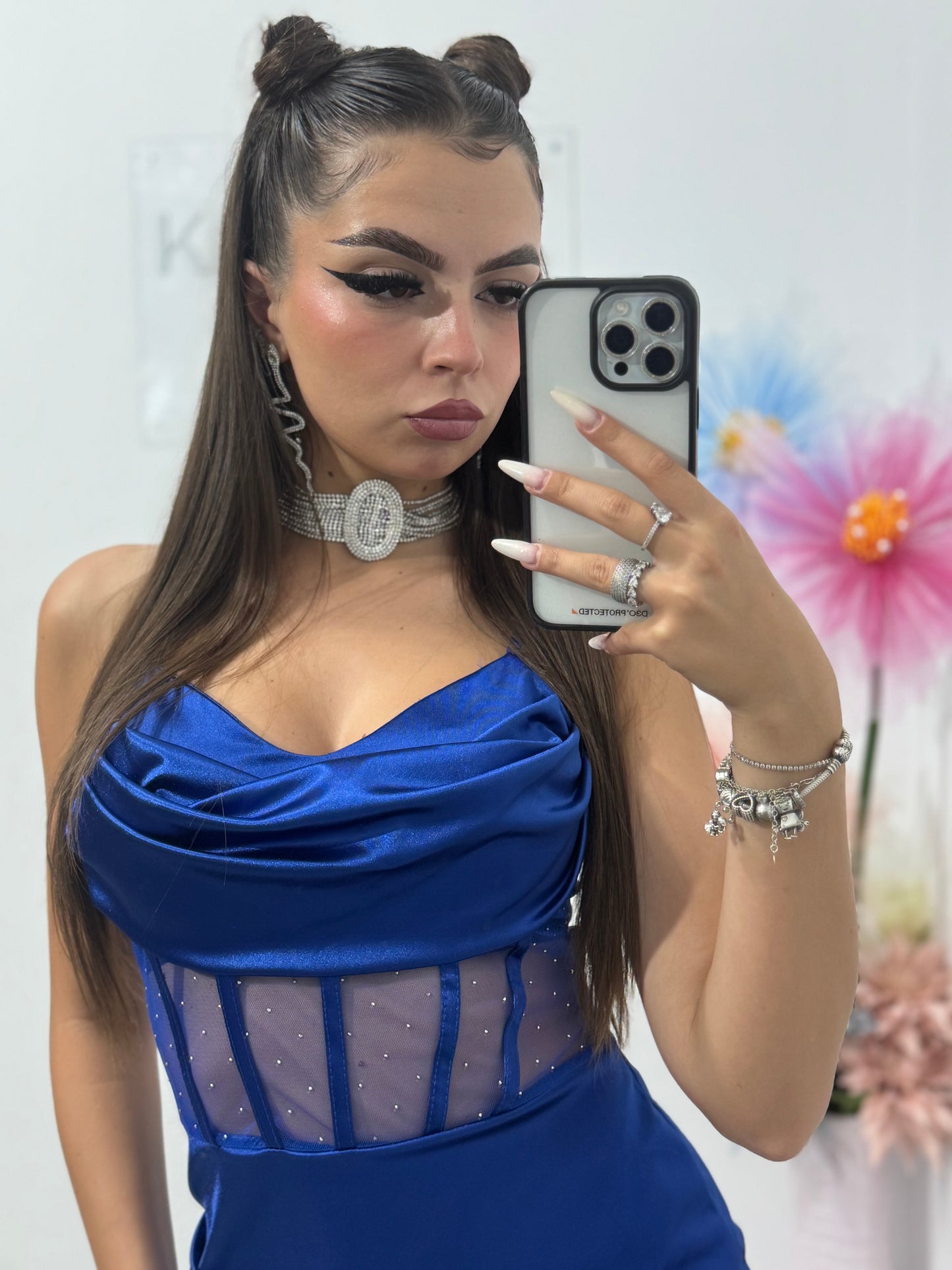 Rochie scurte cu corset albastru electric Annemary
