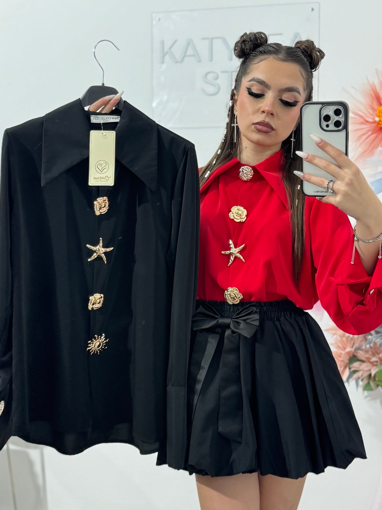 Cămașă cu broșe aurii ALICE