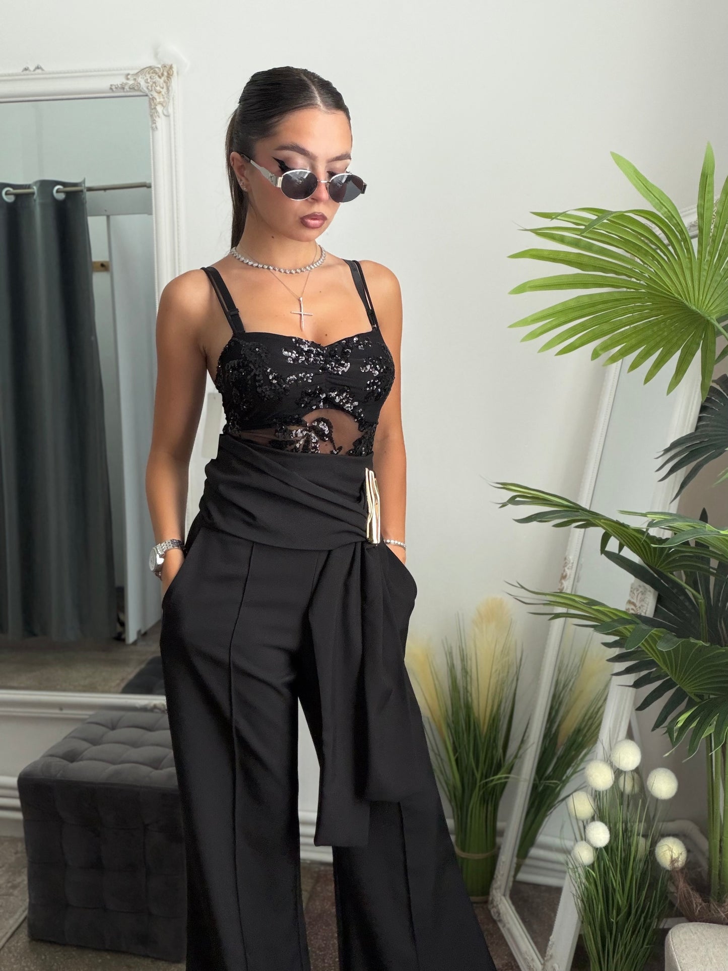 Pantaloni palazzo black LARA