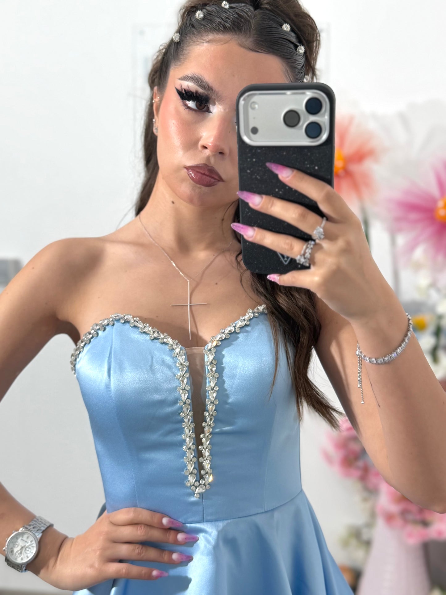 Rochie bleu din tafta Vanessa
