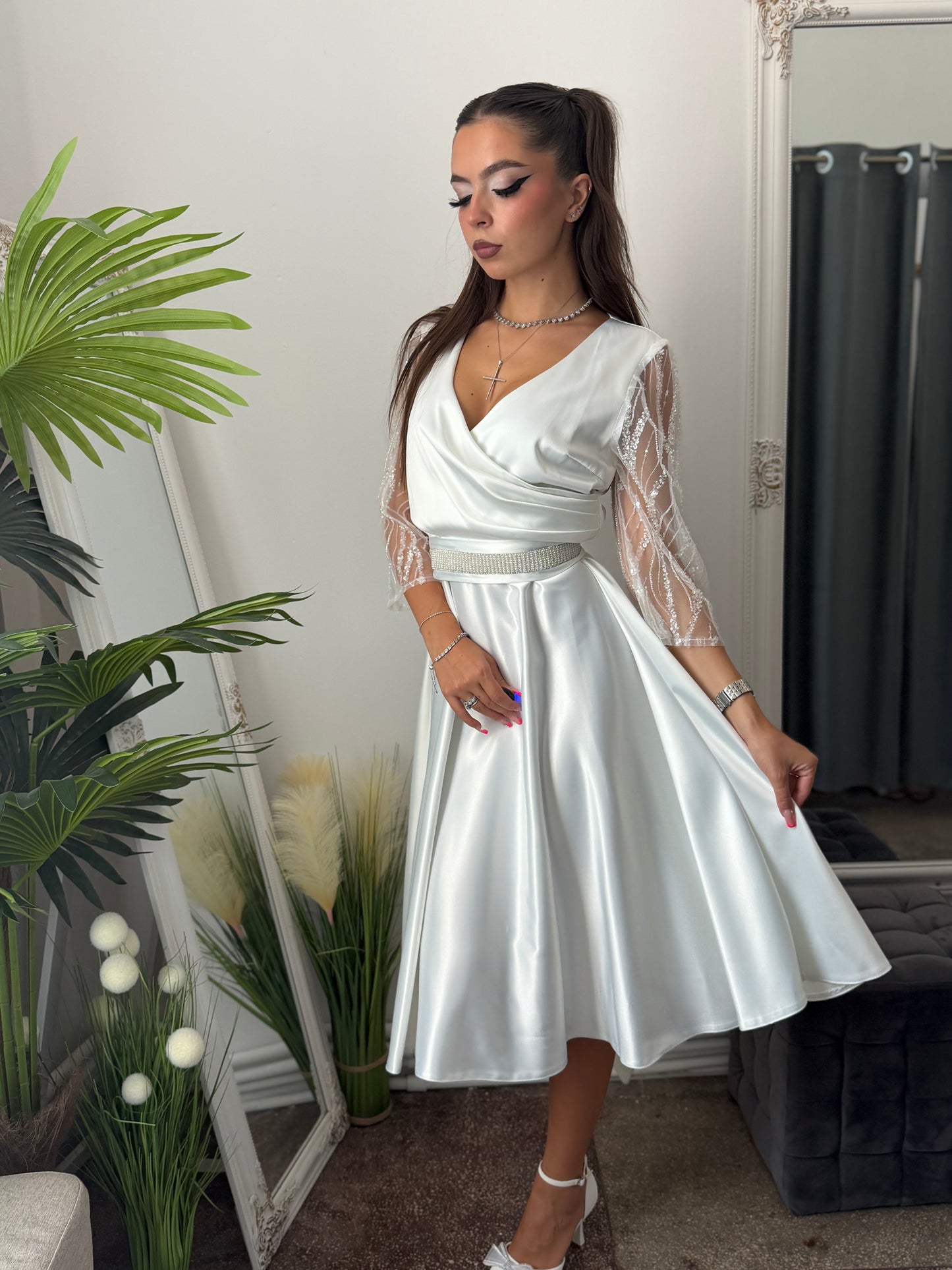 Rochie elegantă alba ADRIA