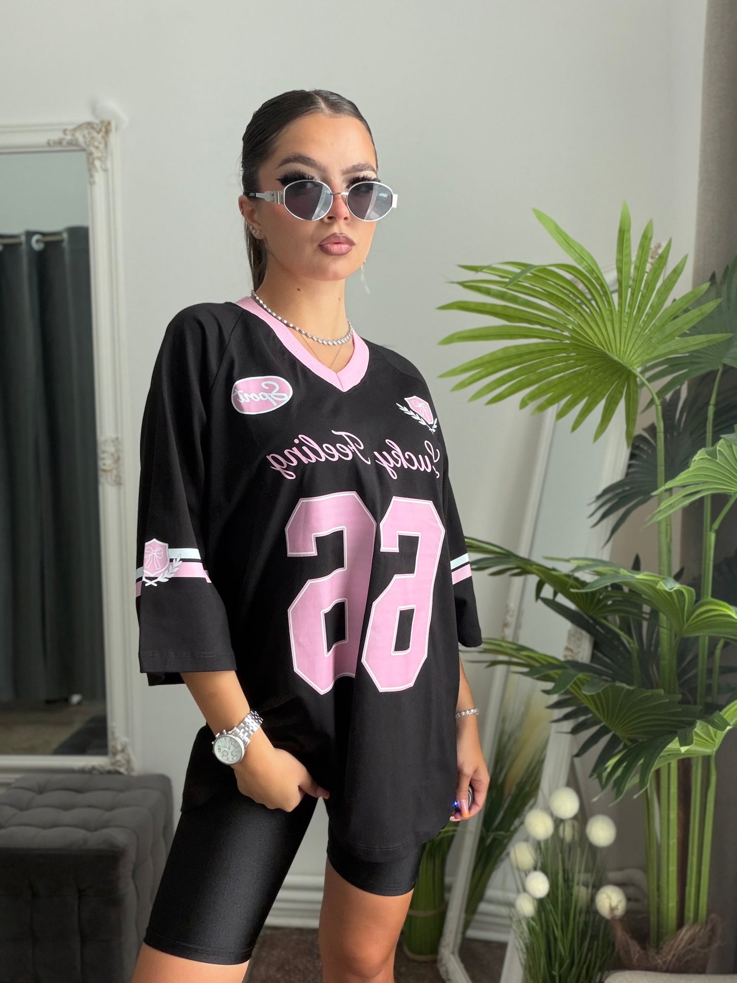 Tricou oversize negru LUCKY