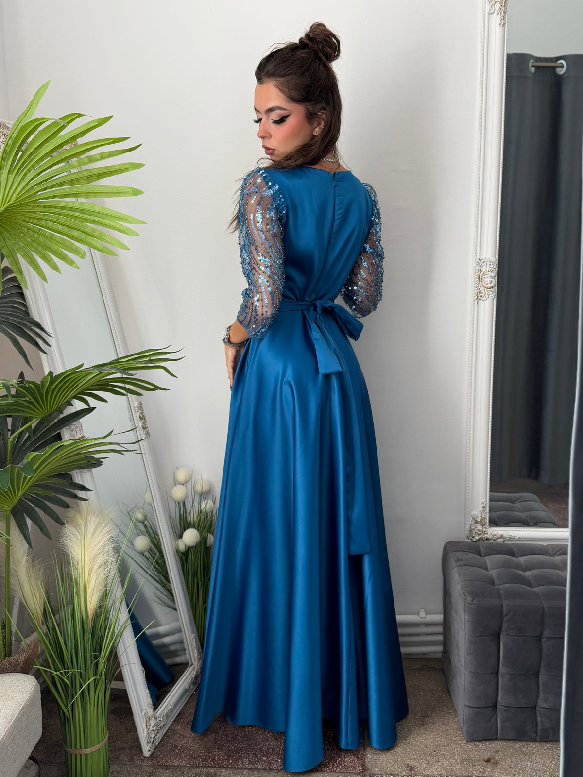 Rochie lungă turcoaz ADRIA