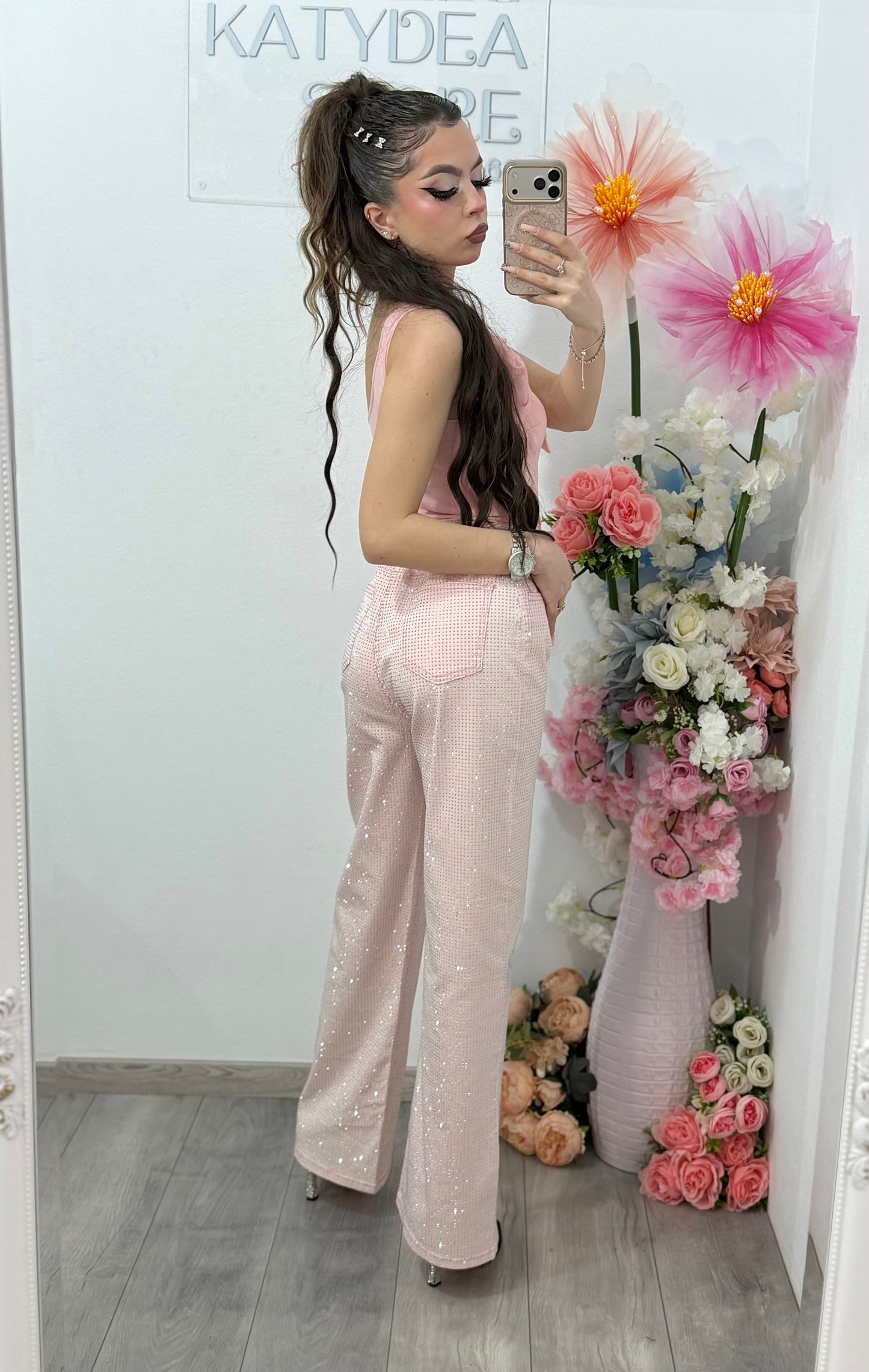 Blugi dama wideleg roz full piatra Weil