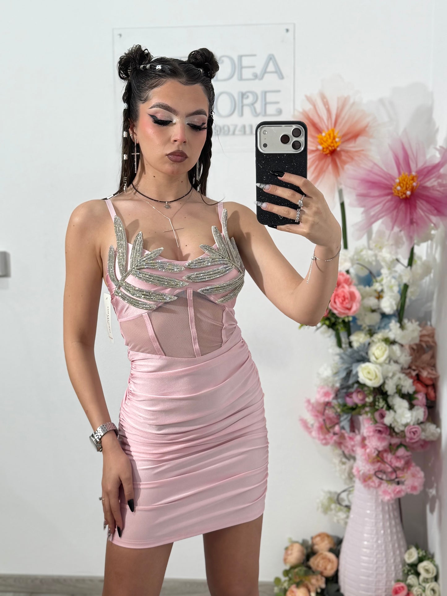 Rochie scurtă roz BEAUTY