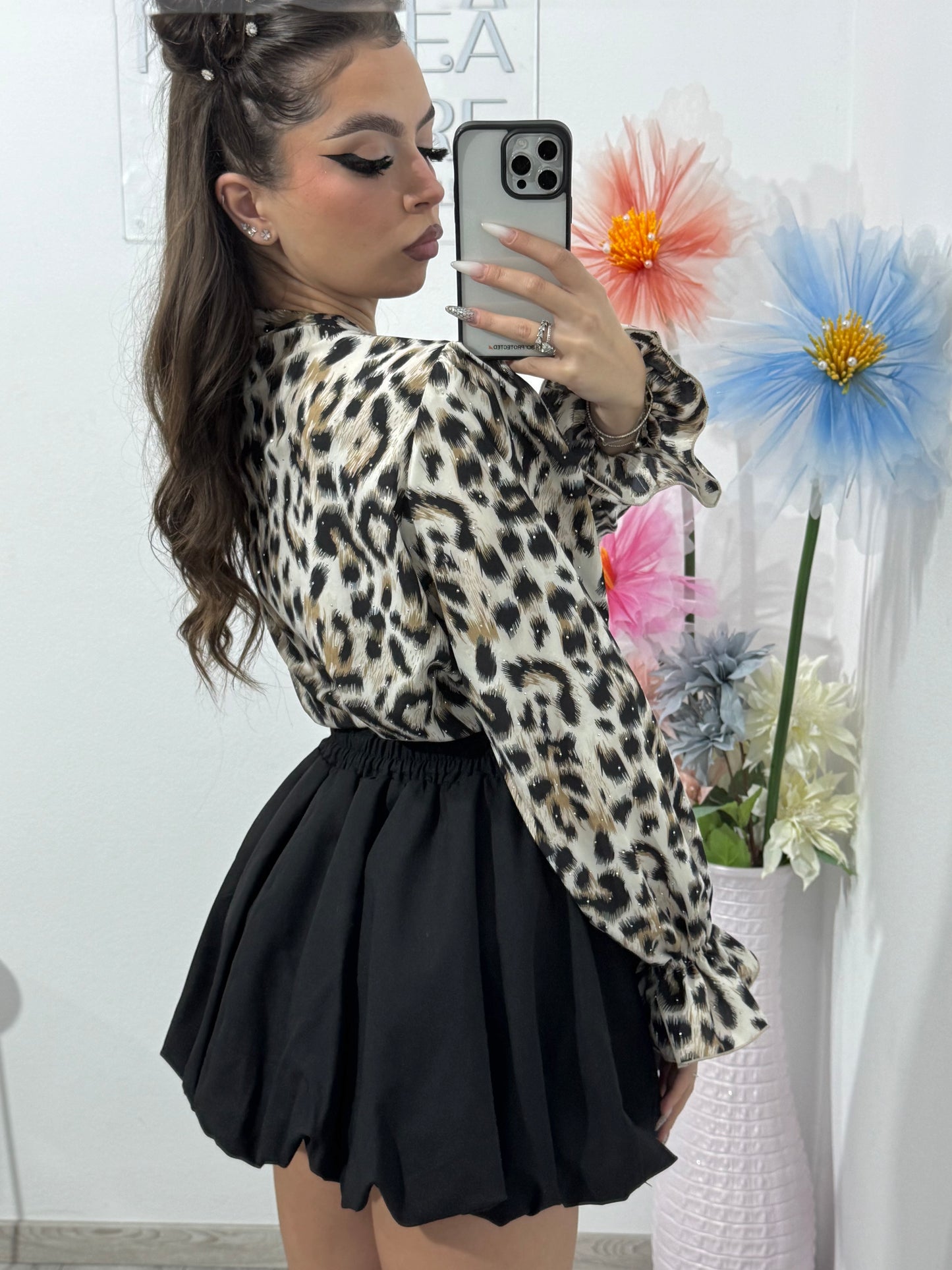 Cămașă cu imprimeu și cristale DEEA